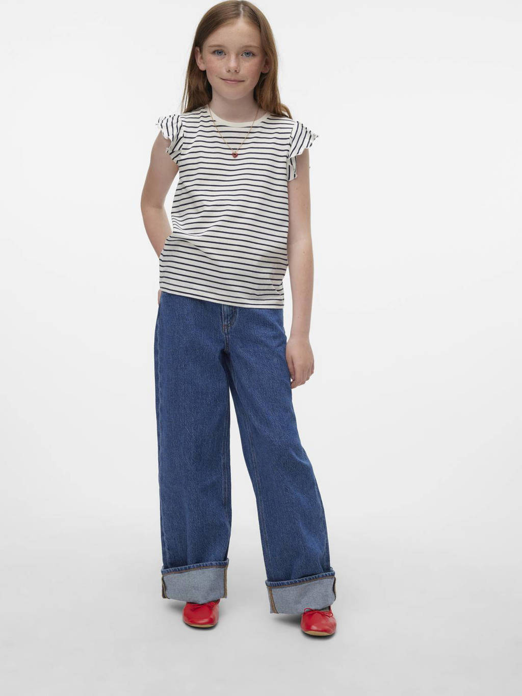 VERO MODA GIRL gestreept T-shirt VMLEILA FRANCIS donkerblauw/wit