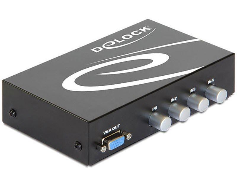 Delock VGA-Switchbox 4 Port mit Audio Switchbox, manuell, 4 PC an einem Monitor