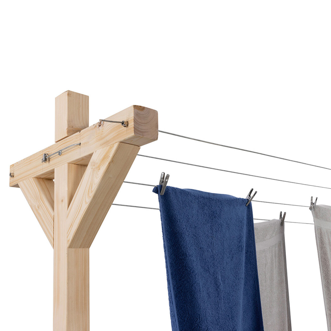 Idomya Etendoir à Linge en Bois - 300/340x60x180/205 cm