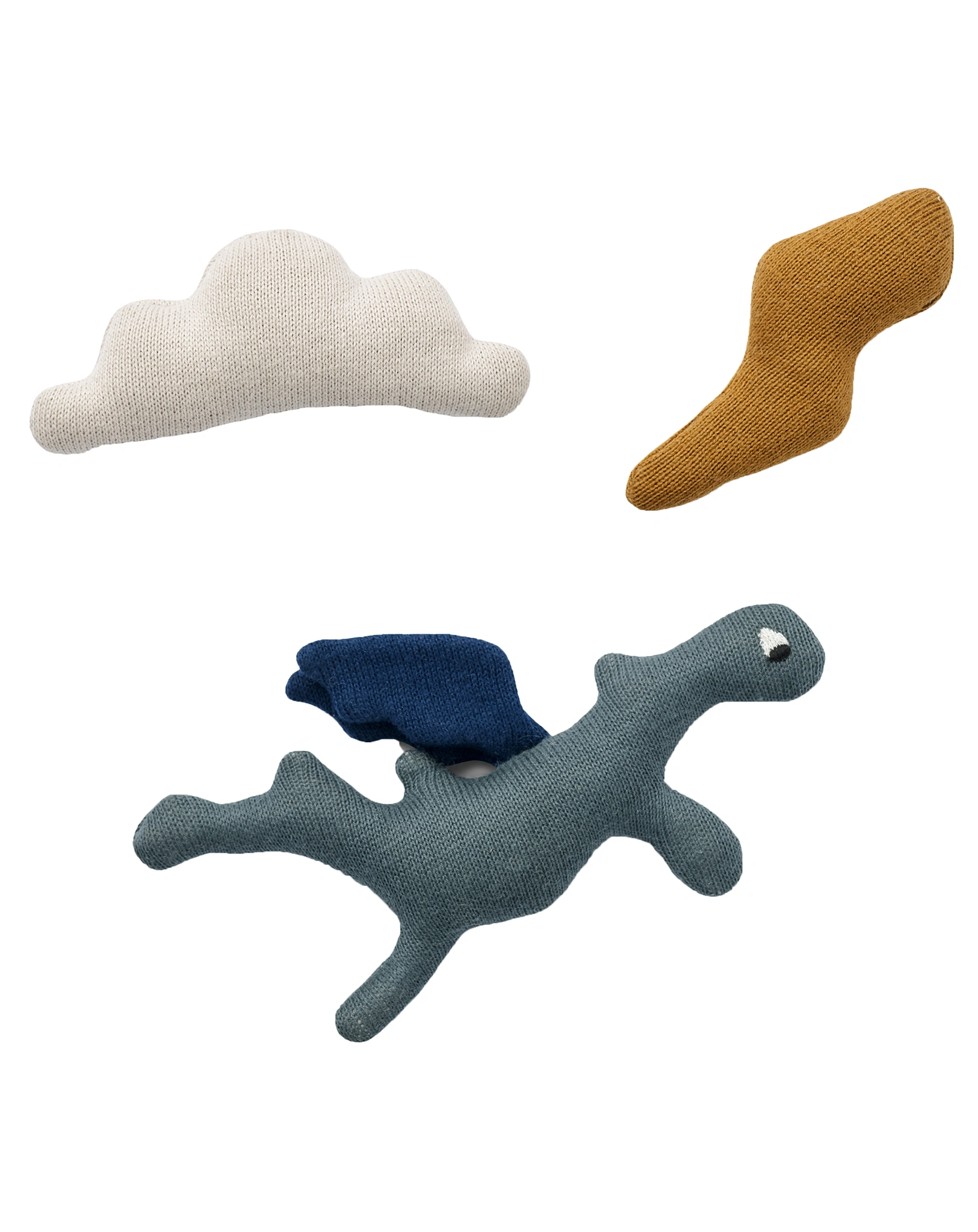 Strick-Kuscheltier DRAGON 3-teilig in bunt