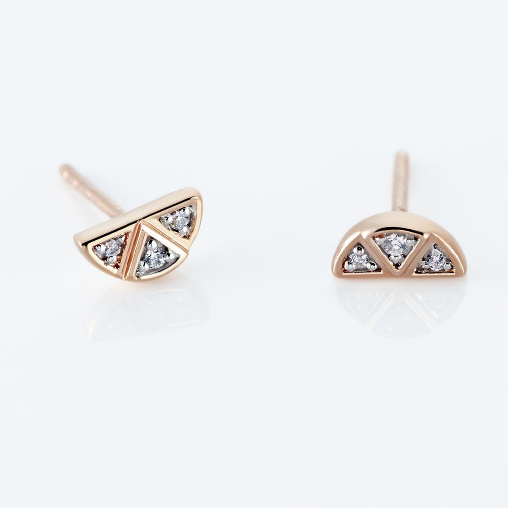 Boucles D'oreilles Puces Argent Rose Donella Oxyde De Zirconium