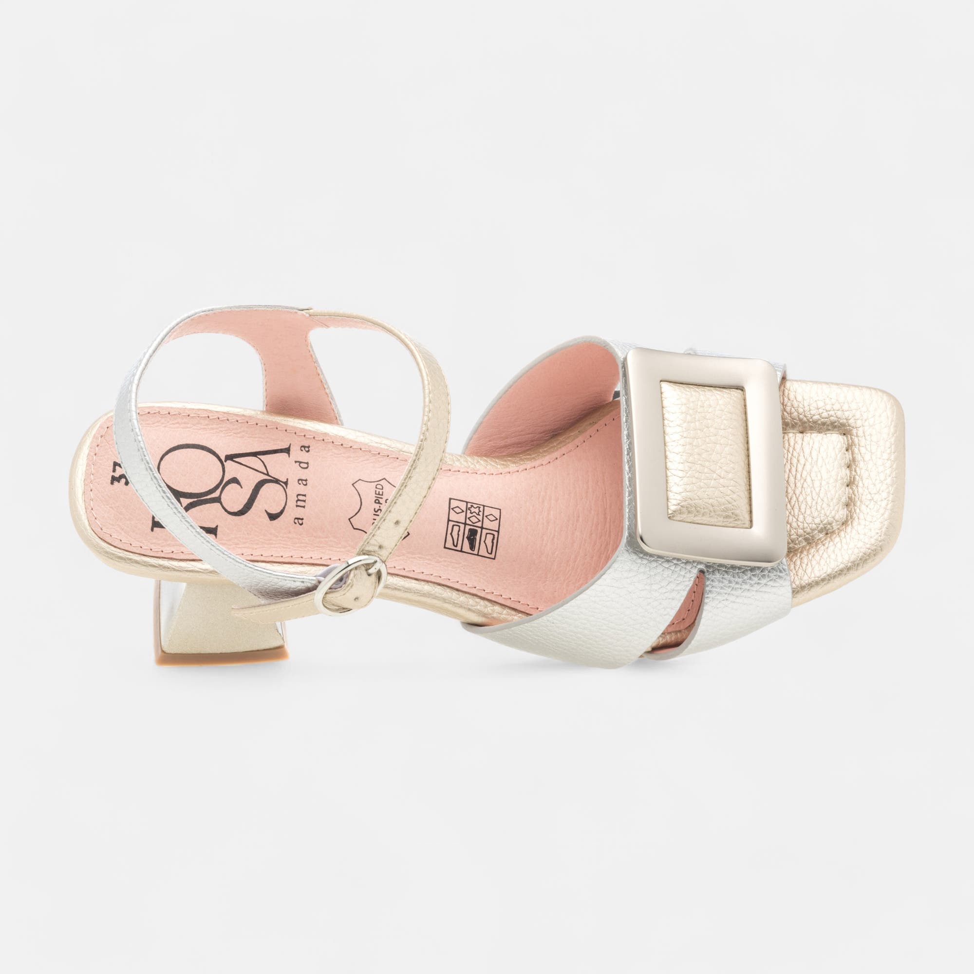 Nu-pieds à talon Femme or