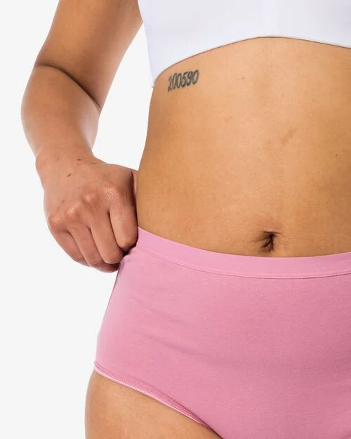 2 slips femme taille haute coton stretch rose
