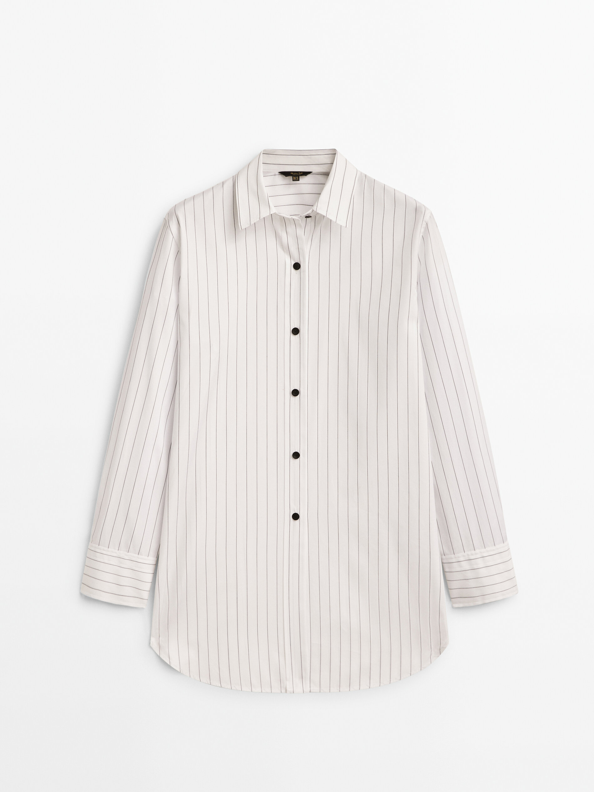 Camisa listrada de algodão popeline - BRANCA