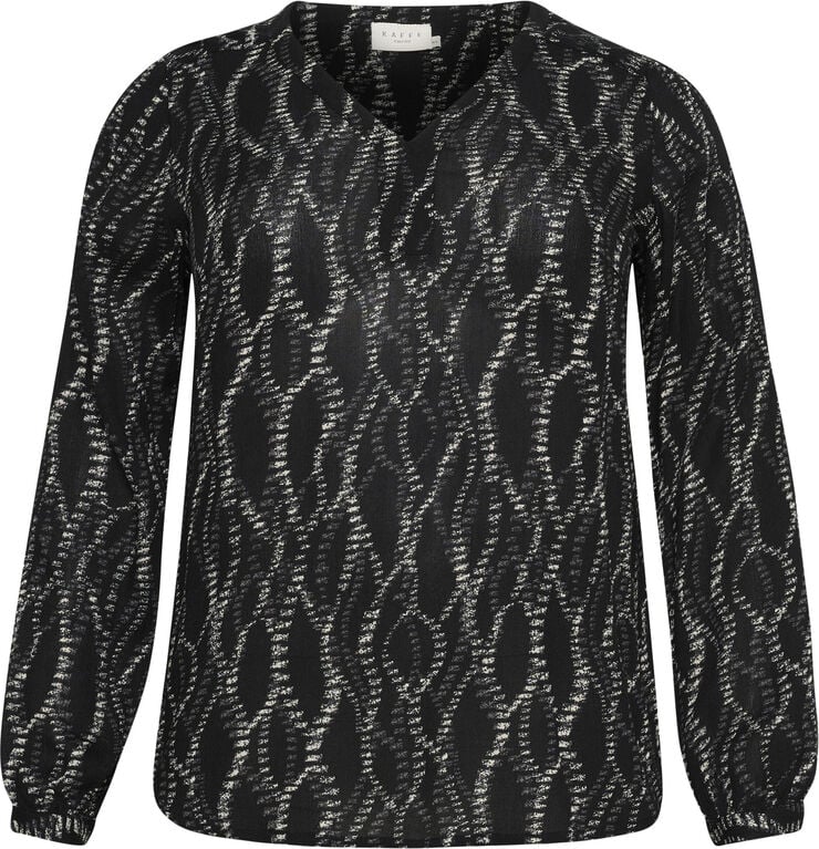 Kaffe Curve KCami LS Blouse Printed Black/grey graphic simili