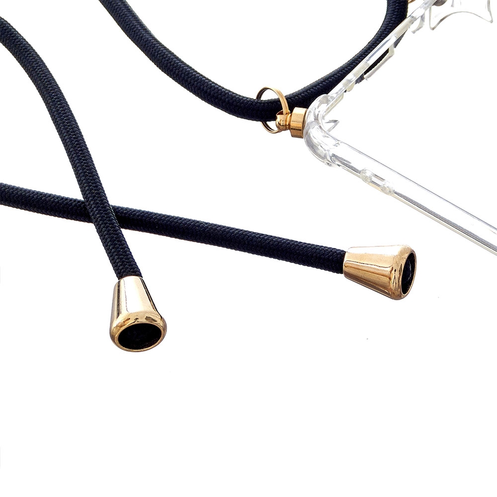 Samsung Galaxy A40 Necklace Gummi Hülle Air Cushion Fallschutz   Handykette (150cm) - Schwarz / Gold