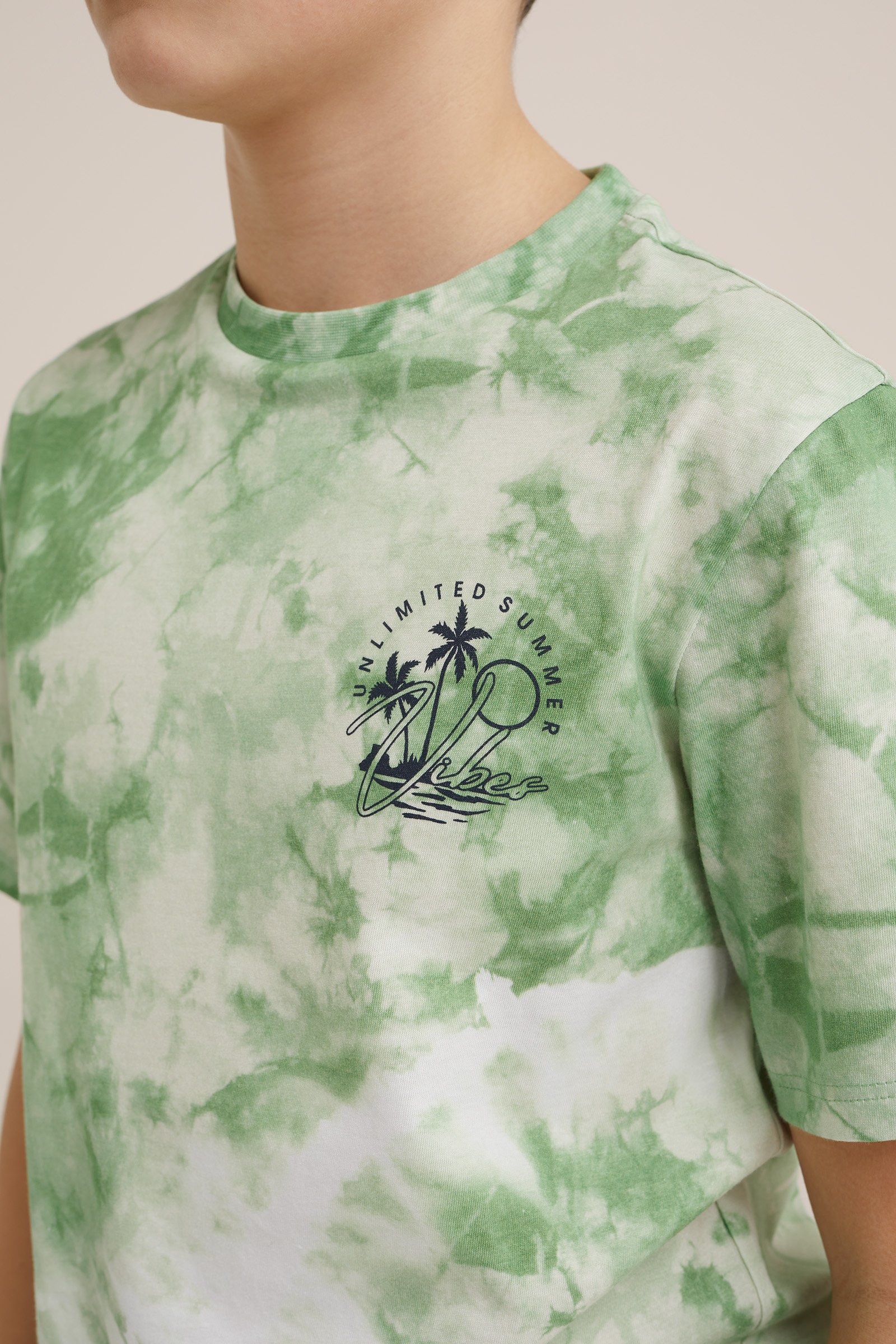 Jongens T-shirt met tie dye-dessin WE Fashion Lichtgroen