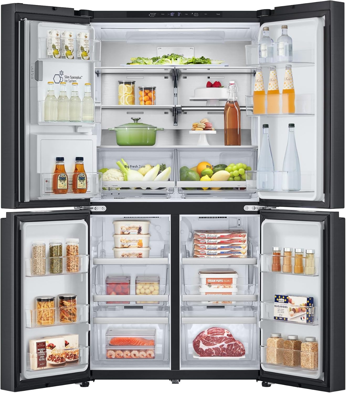 LG GML960EVBE, Multi Door, Klasse E, 641 L, Total No Frost, Festwasseranschluss, Eis-, Crushed Ice- und Wasserspender, Essence Black Steel