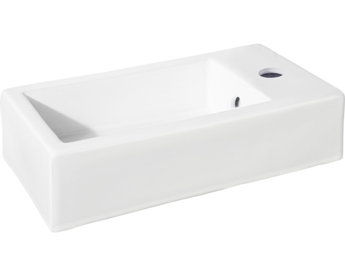 Wastafelset Difference HURA L 40 x 22 cm witte wastafel met onderkast, koudwaterkraan en zwarte sifon 38.006.17