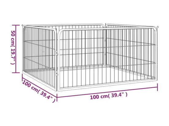 Parc pour chien 4 noire 100 x 100 x 50 cm 02_0043637
