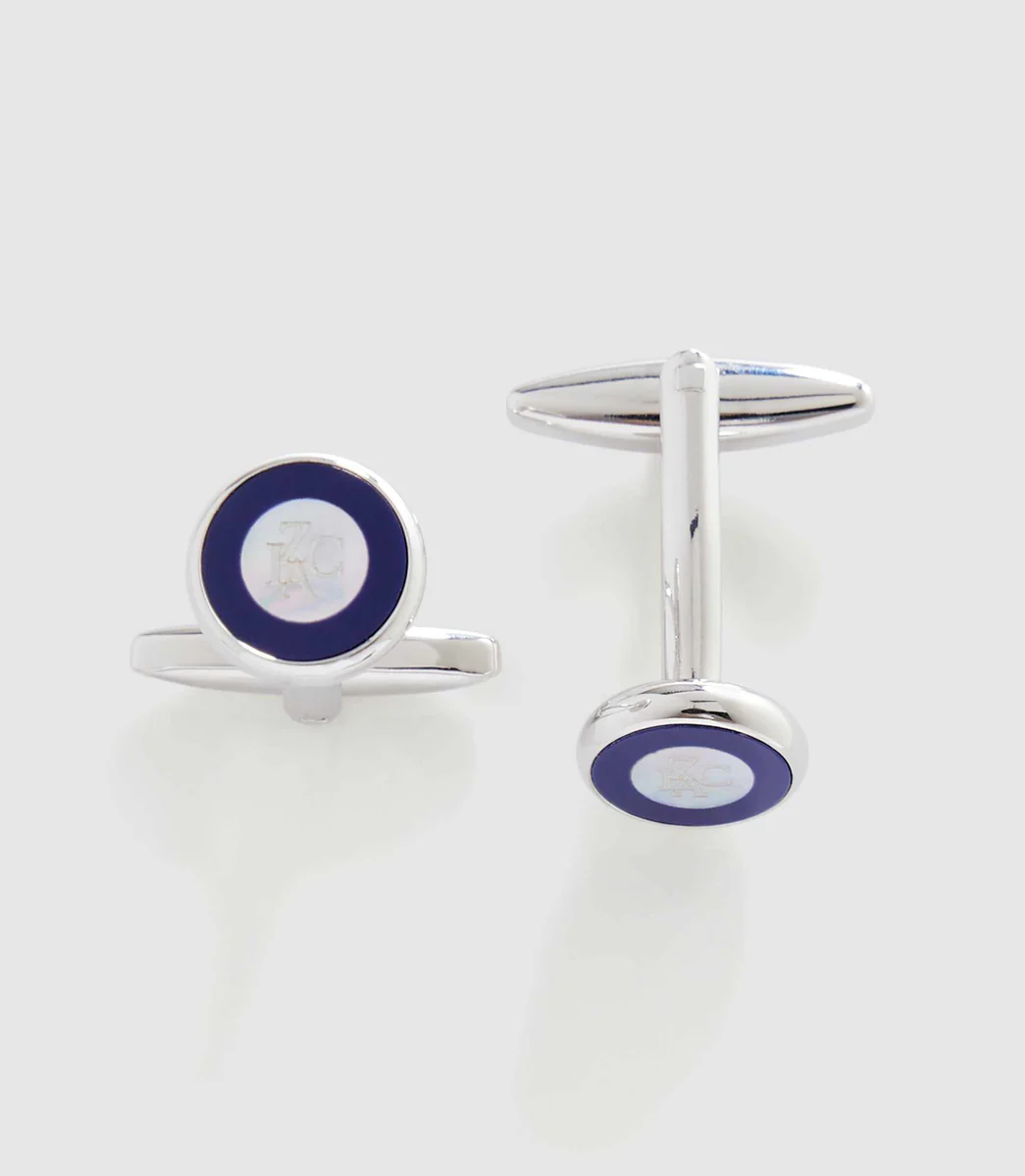 Boutons de manchette métal bleu 
