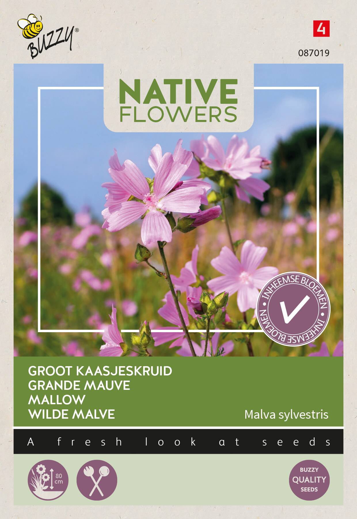 Buzzy bloemenzaad groot kaasjeskruid (Malva sylvestris)