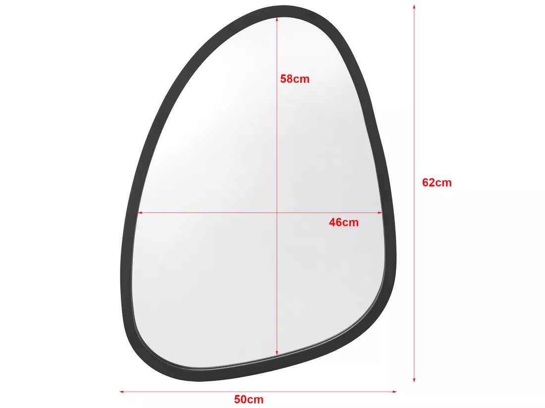 Miroir mural Grottole asymétrique 62 x 50 cm noir mat [en.casa]
