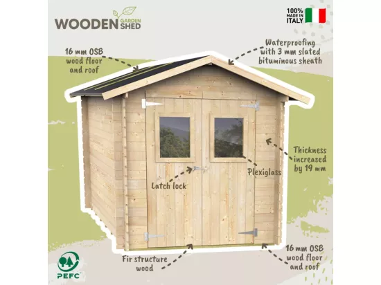 Abri de jardin double porte en bois pour les outils 198x198 MaxiTool