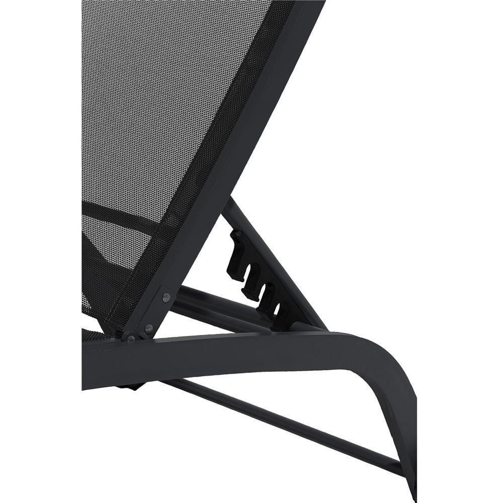 Chaise longue Stockolm noir 186x63xH32/90cm