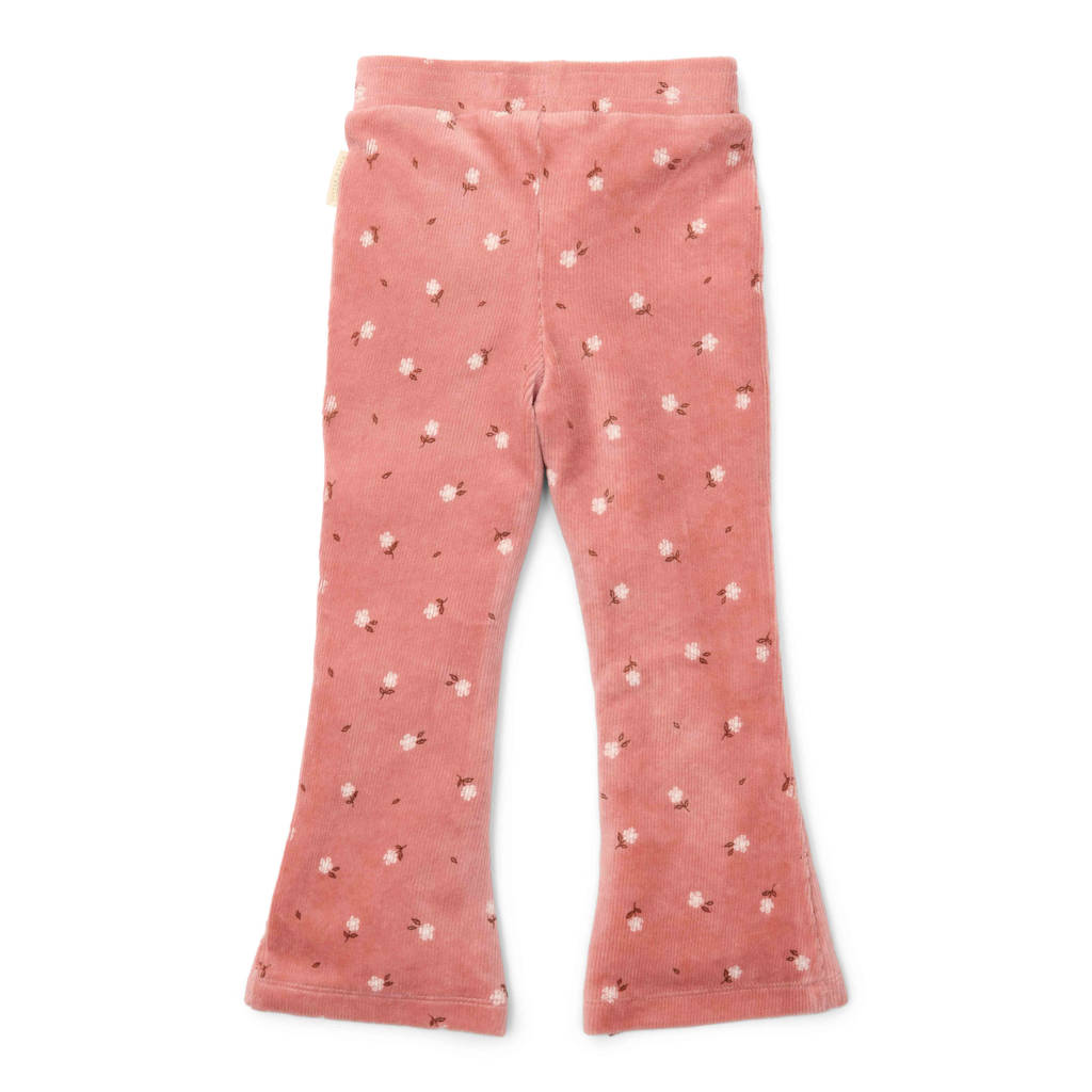Little Dutch gebloemde corduroy flared broek roze