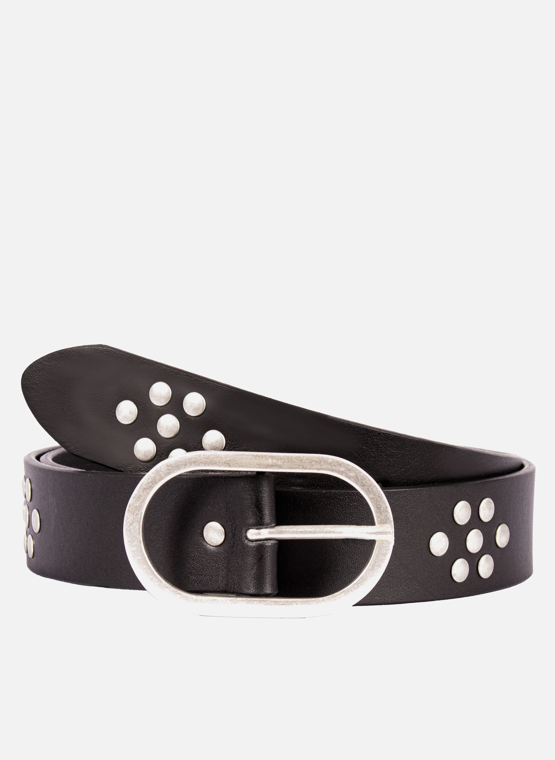 Ceinture large cuir clouté | Noir