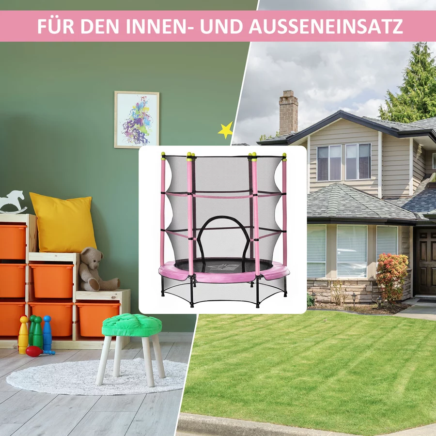 HOMCOM Trampolin mit Sicherheitsnetz rosa