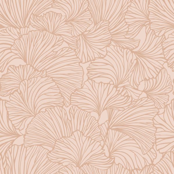 Estahome Ginkgo Bladeren Behang II - 0,53 x 10,05 m - Licht Terracotta