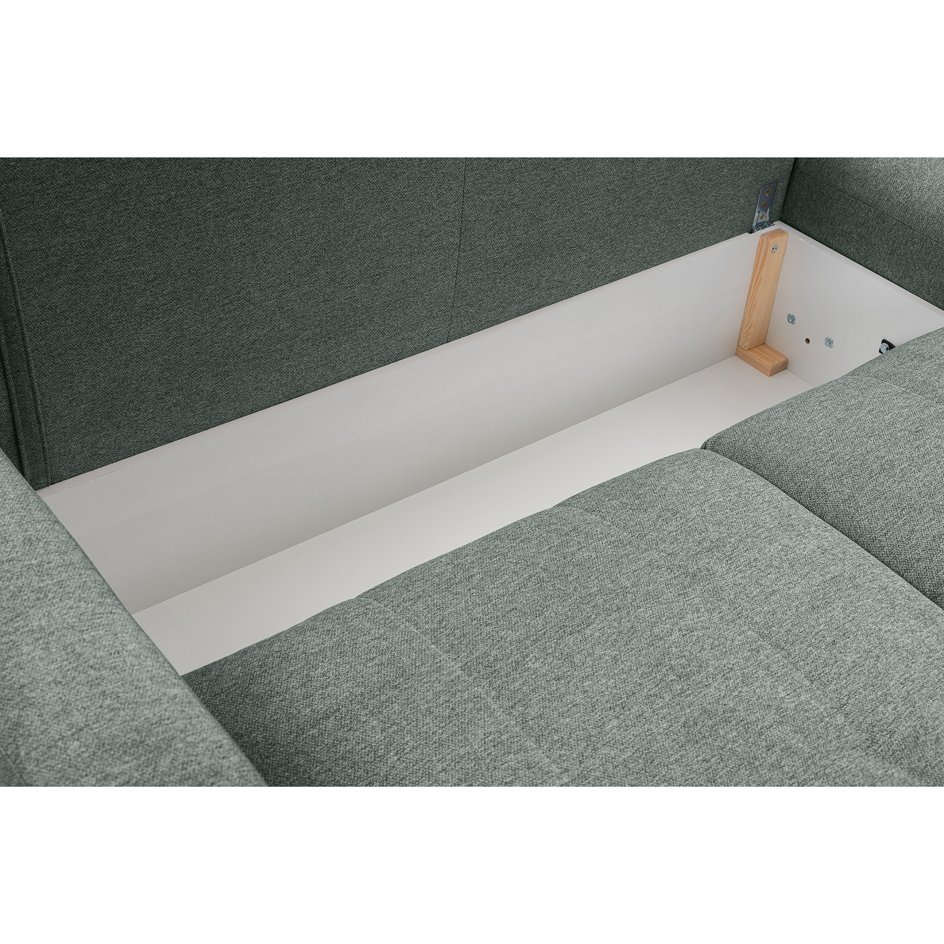 Ecksofa - olivgrün - Liegefunktion und Staukasten