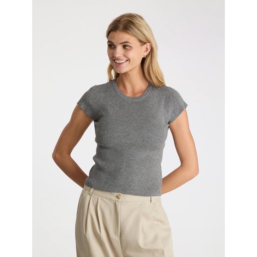 Neo Noir Tirra Knit T-shirt, Dark Grey Melange, 36