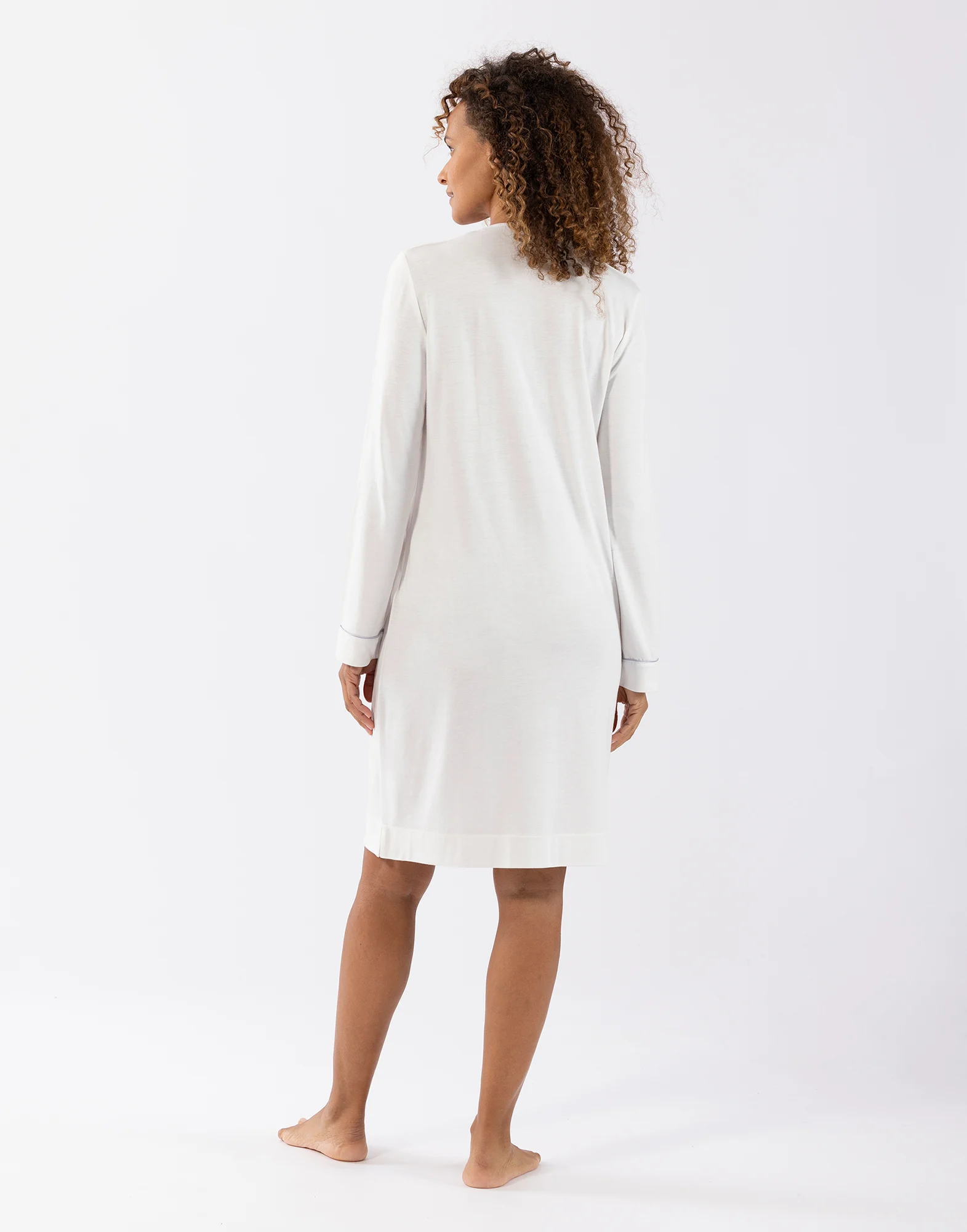 INTEMP A01 - Chemise de nuit en coton modal | Blanc
