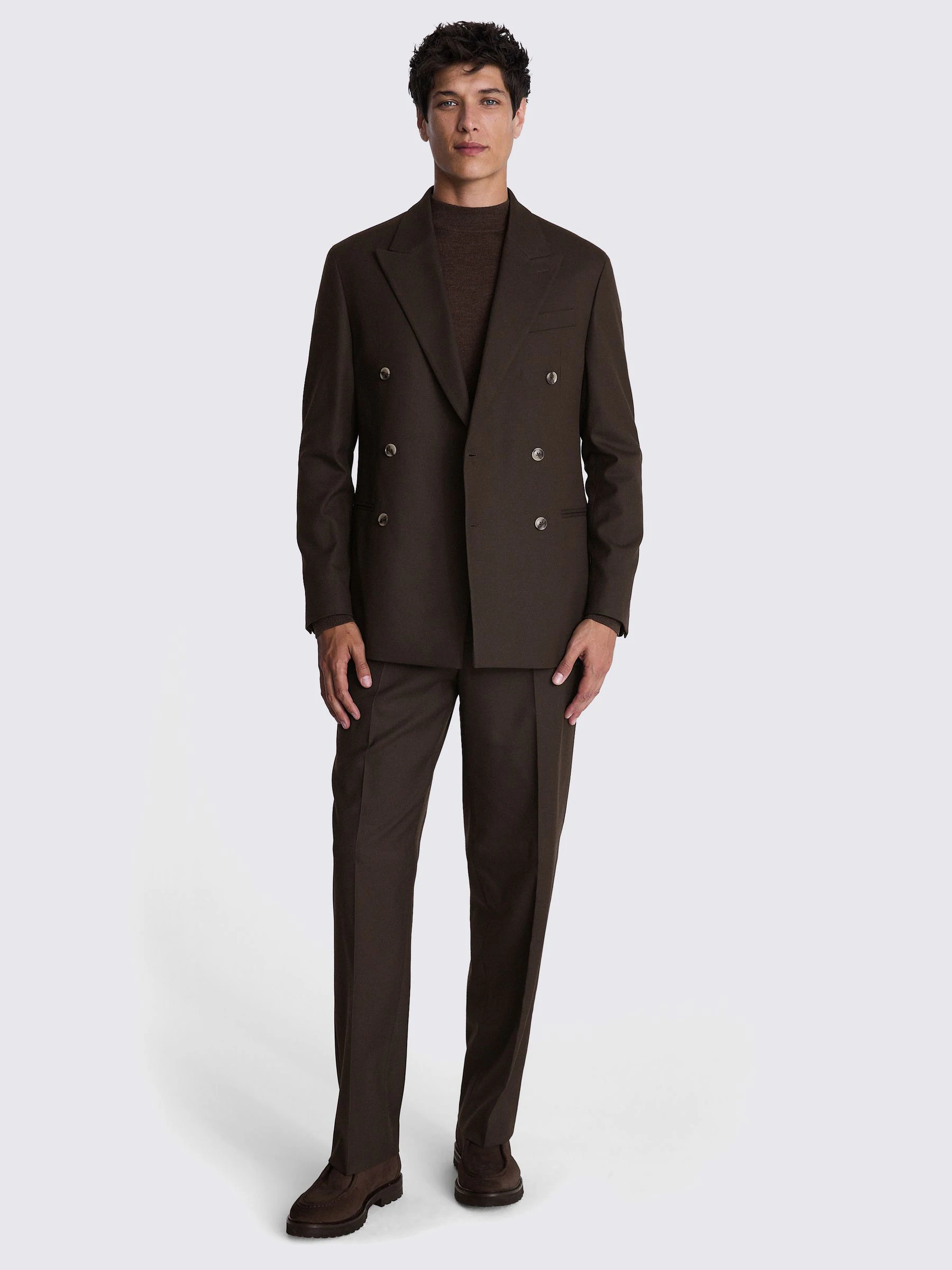 MOSS Relaxed Fit Flannel Double Breasted Suit Jacket
