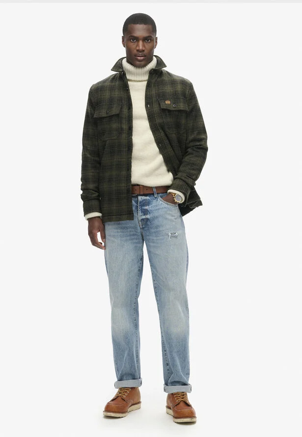 Superdry WOOL MILLER OVERSHIRT Haze ombre olive