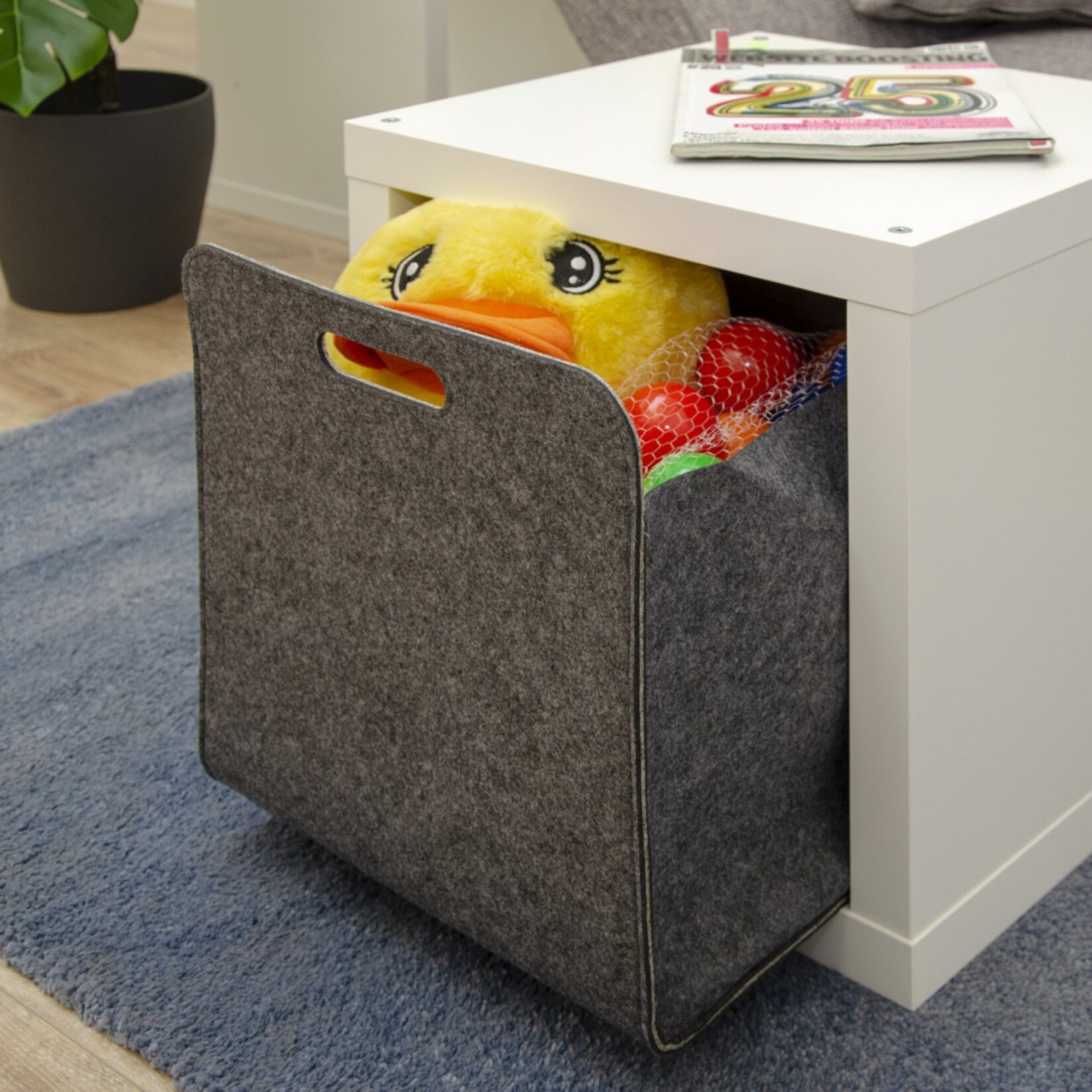 4er Set Filz Aufbewahrungsbox 33x33x38 cm Kallax Filzkorb Regal Einsatz Box Grau