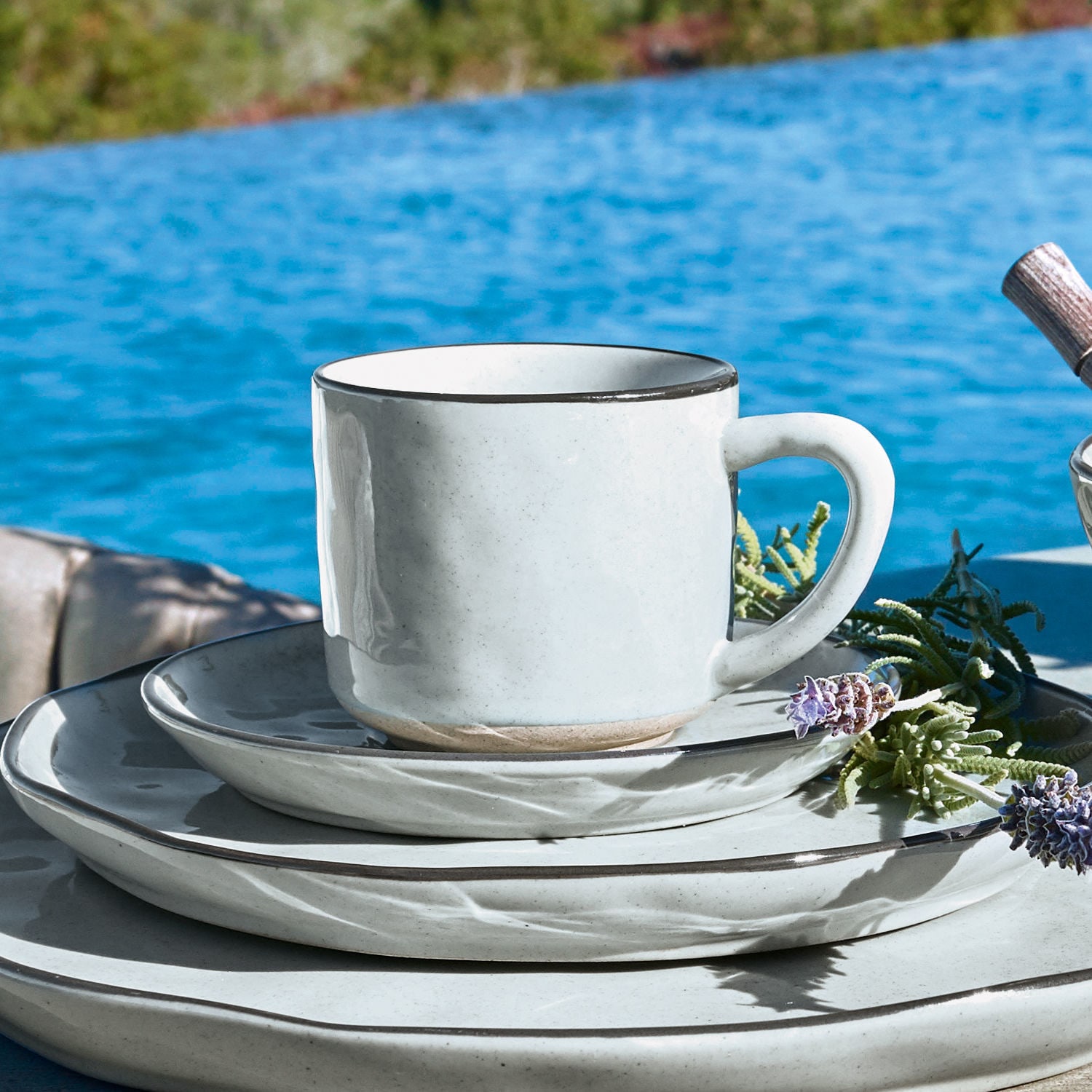 Tasse mit Untertasse 6er Set Biarré grau