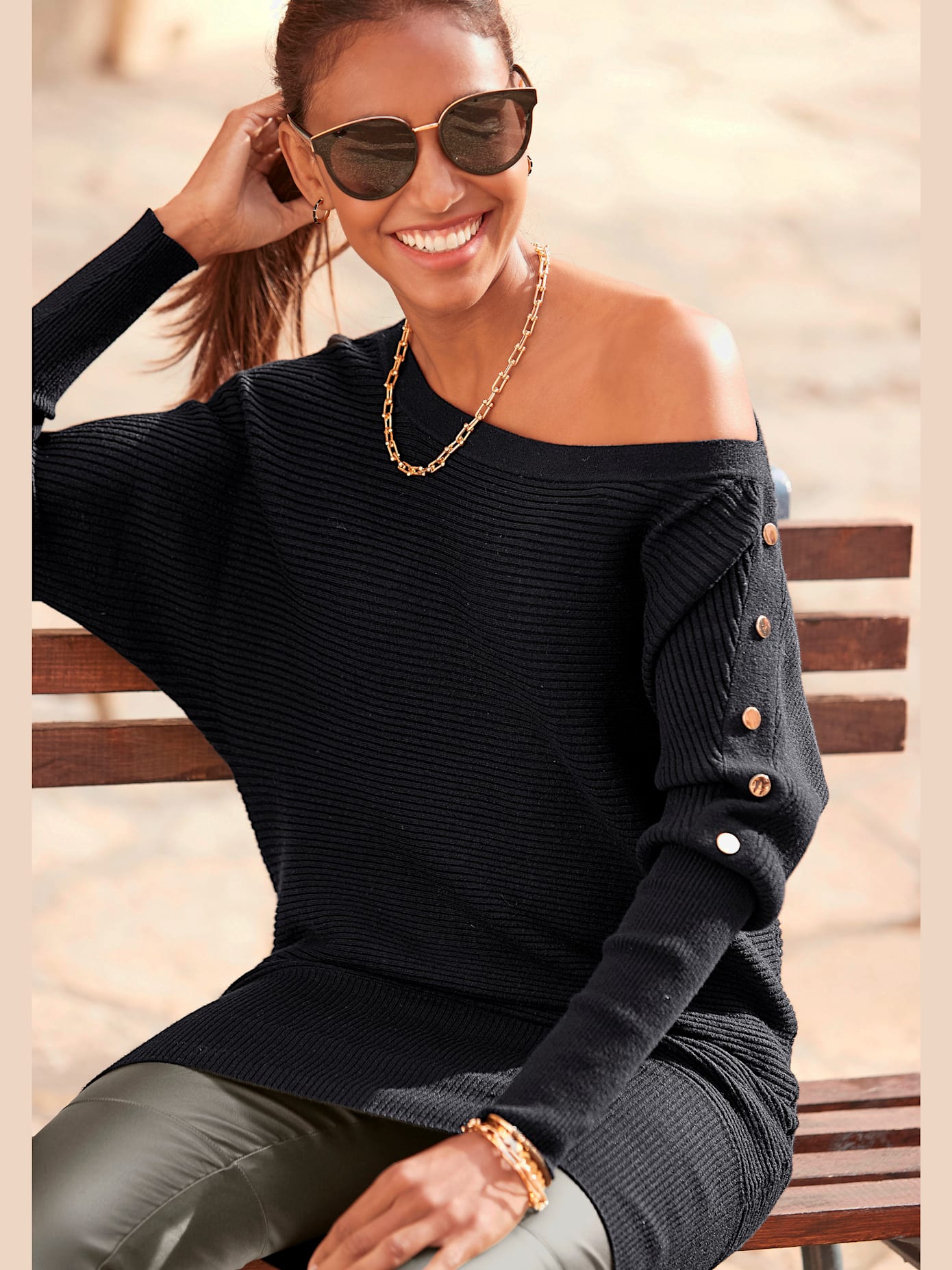 Pull long avec encolure en u
