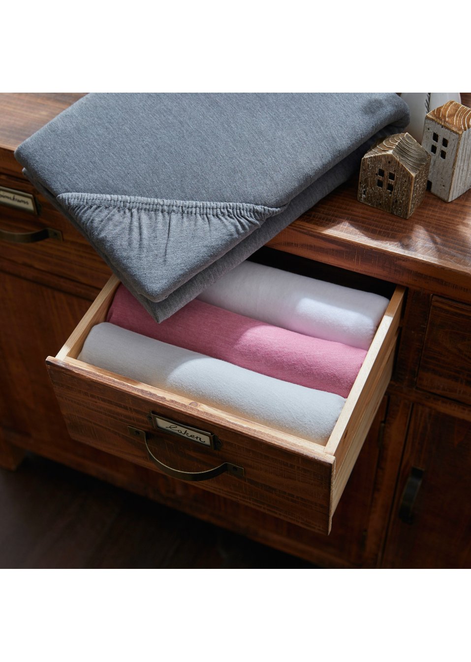 Drap housse aspect lin