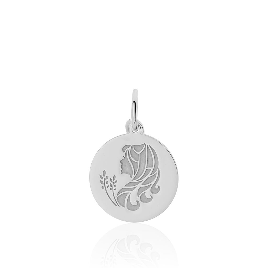 Pendentif Zodiaque Rond Argent Blanc