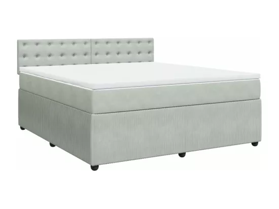 Sommier à lattes de lit et matelas Gris clair 180x200cm Velours