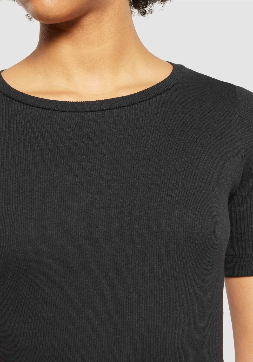 Knowledge Cotton Apparel Rib T-Shirt Black Jet