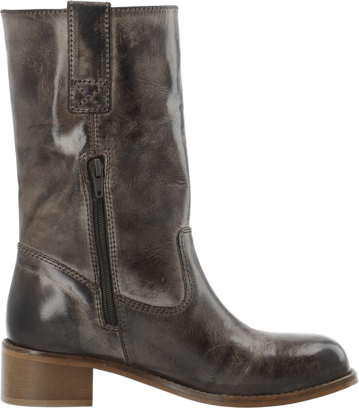 Cashott CASVILMA Pull On Mid Cut Boot Waxy Leather Coffee