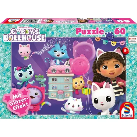Schmidt Spiele Kinderpuzzle - Gabby's Dollhouse: Geburtstagsfeier im Puppenhaus, 60 Teile