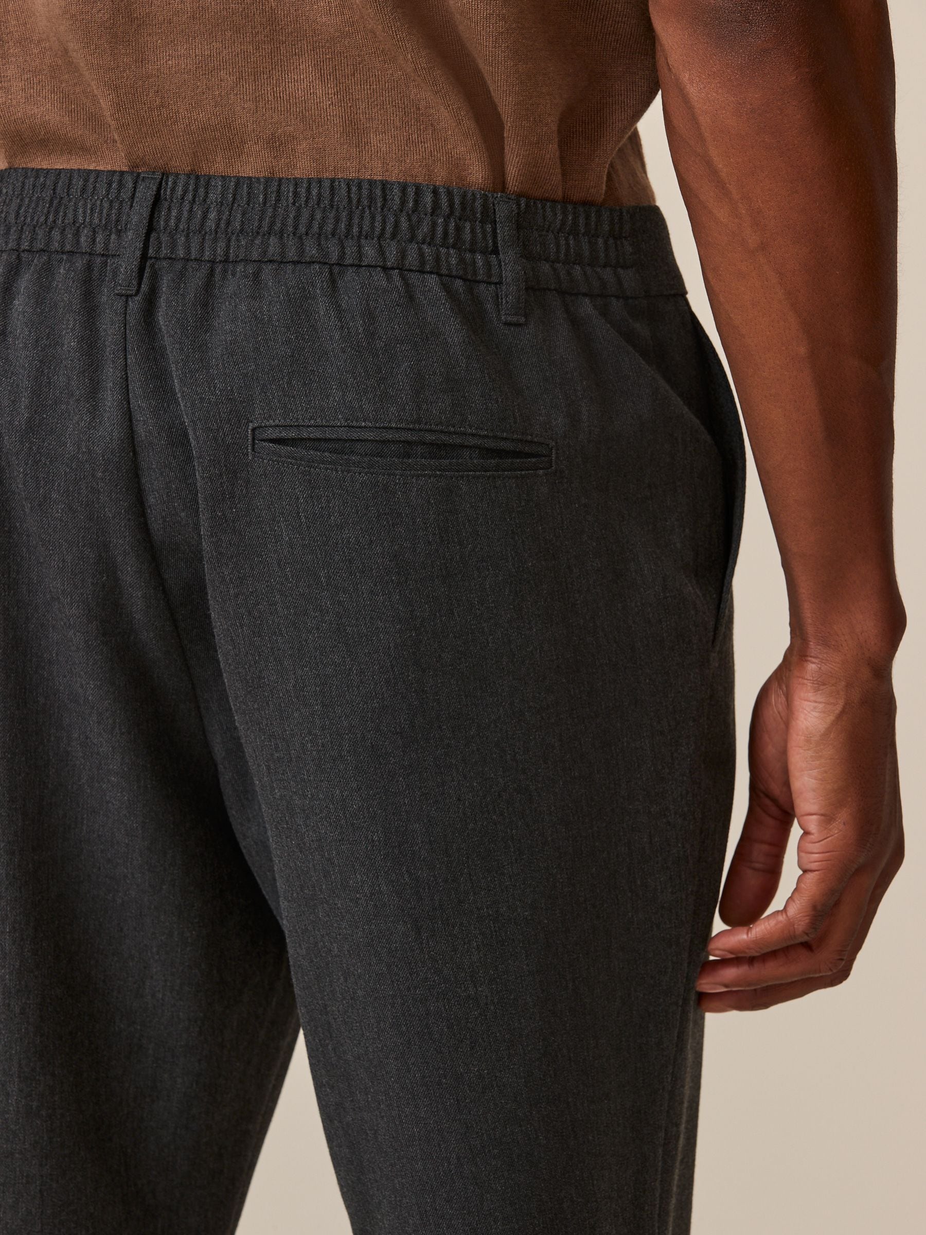 Grijs - Elasticated Waist Plain Front Smart Joggers