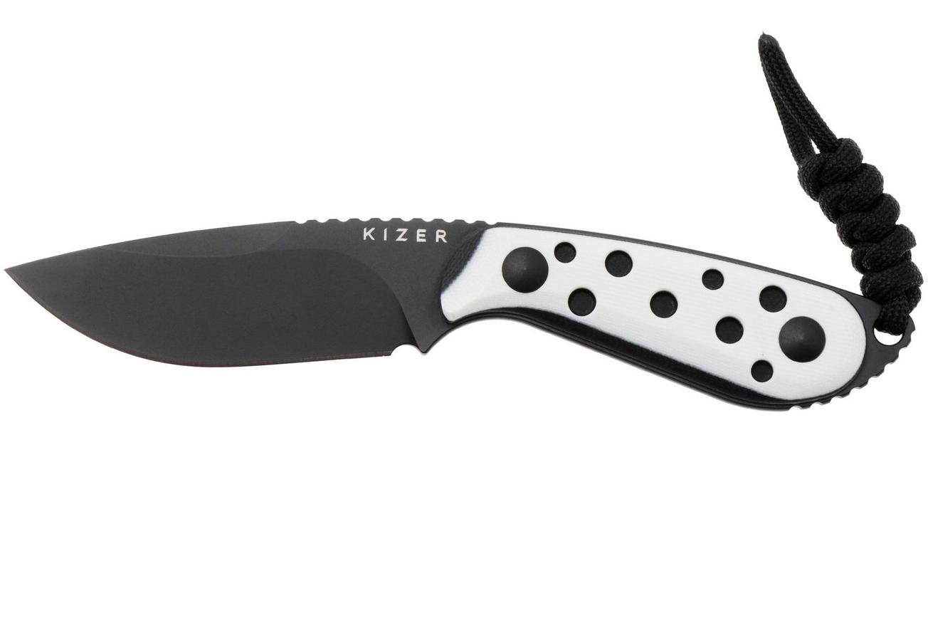 Kizer Buddy 1081A3 Black Nitro-V, White G10, vaststaand mes, Maksim Epifantsev design