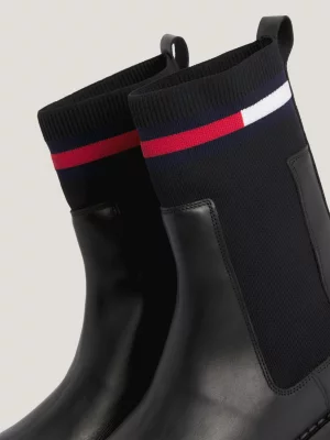 Botas Chelsea de plataforma em couro com sola de sola