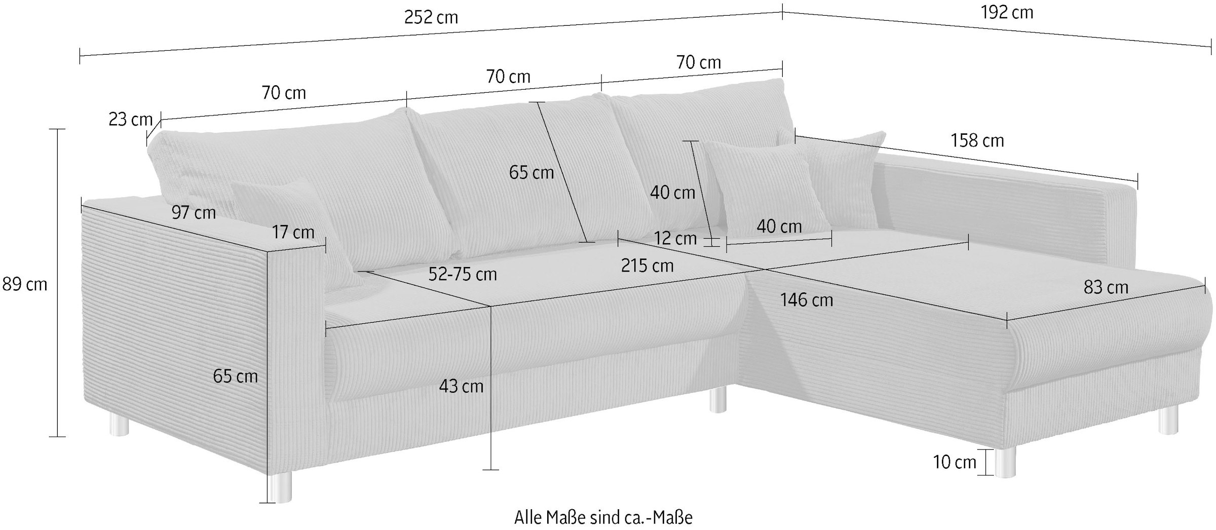INOSIGN Ecksofa »153« Inkl. Schlaffunktion und grossen Strauraum