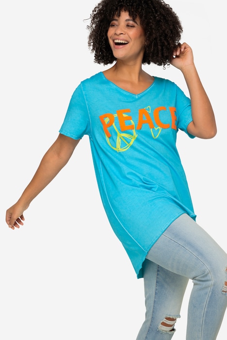 T-Shirt, PEACE Druck, Rundhals, Halbarm