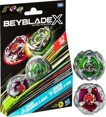 Beyblade X Chain Incendio 5-60HT & Arrow Wizard 4-60N Spinnere 2-Pack
