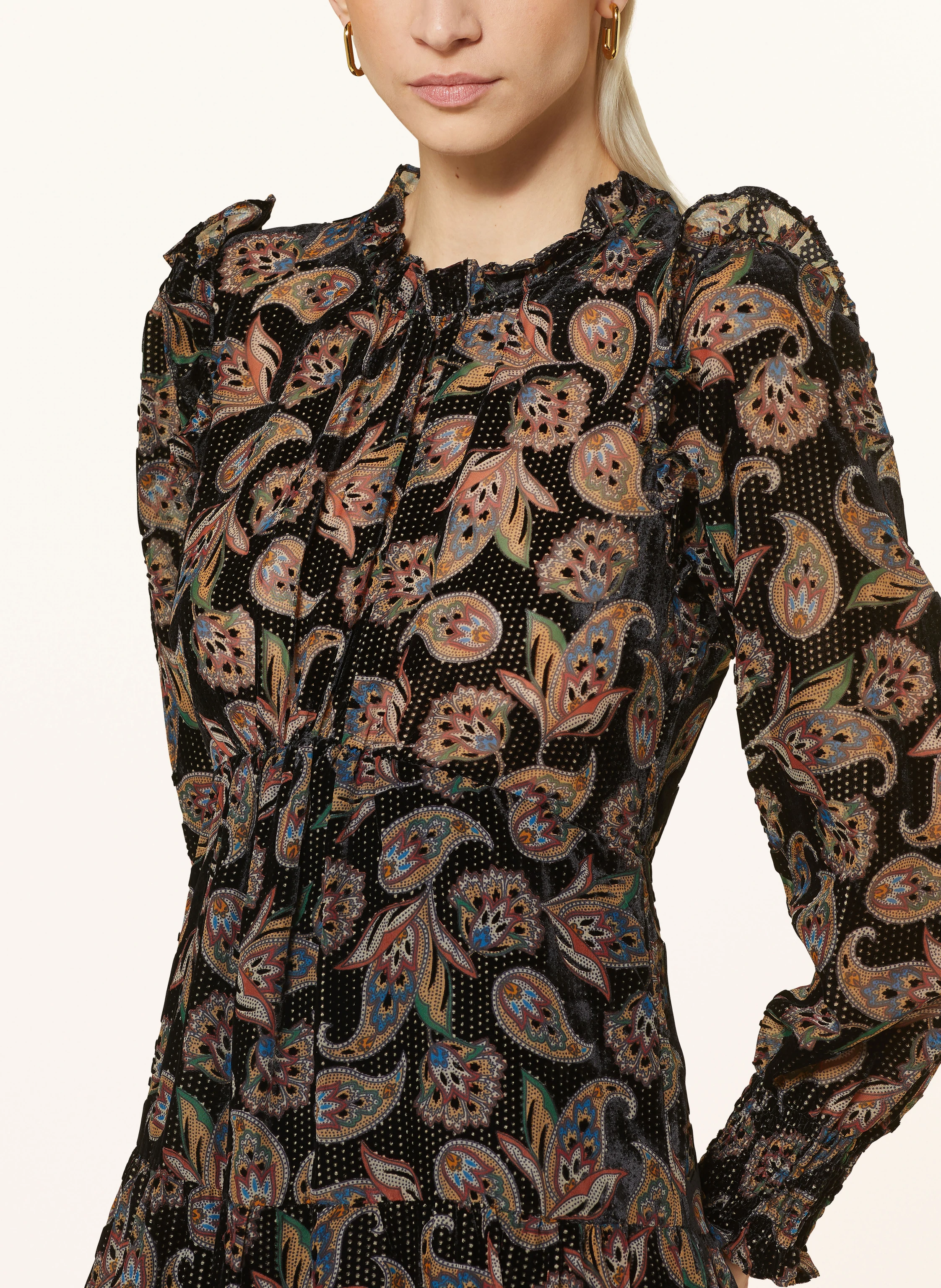 ba&sh Samtkleid ROANE mit Rüschen