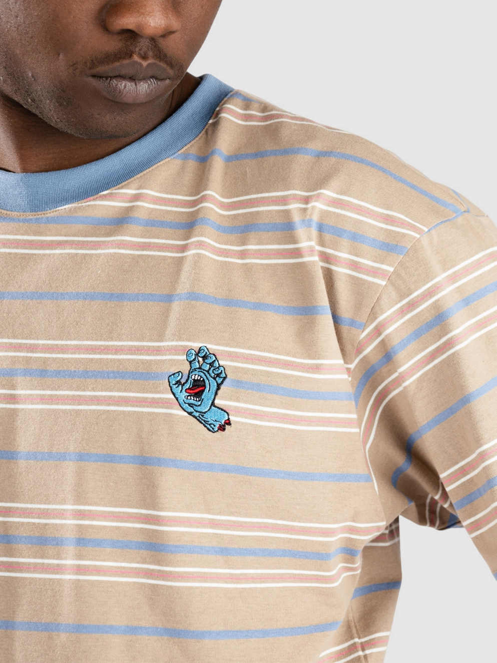 Santa Cruz Mini Hand Stripe T-Shirt taupe stripe