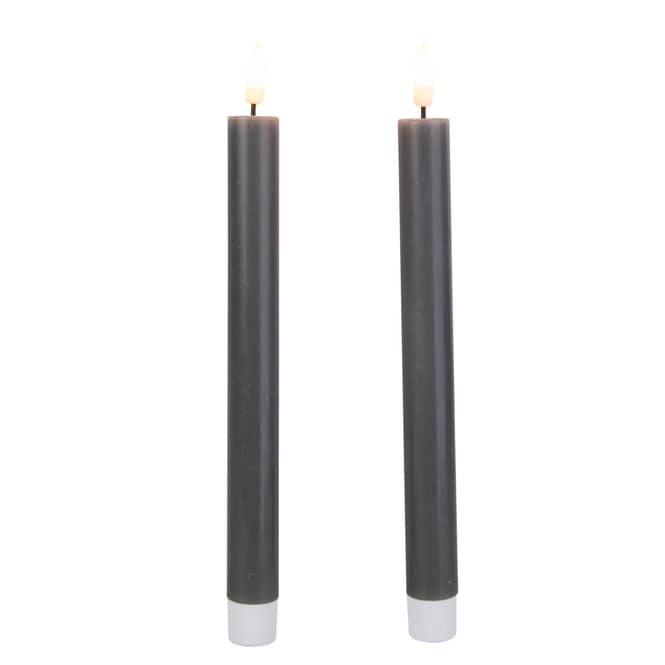 LED Spitzkerzen grau - ca. 2 x 25 cm - 2 Stück