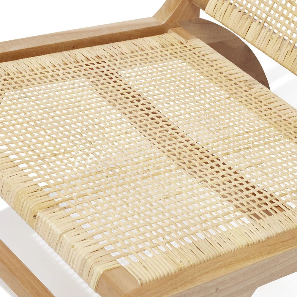 Fauteuil Nidam bois d'acajou et rotin naturel - L54xP77xH71 cm