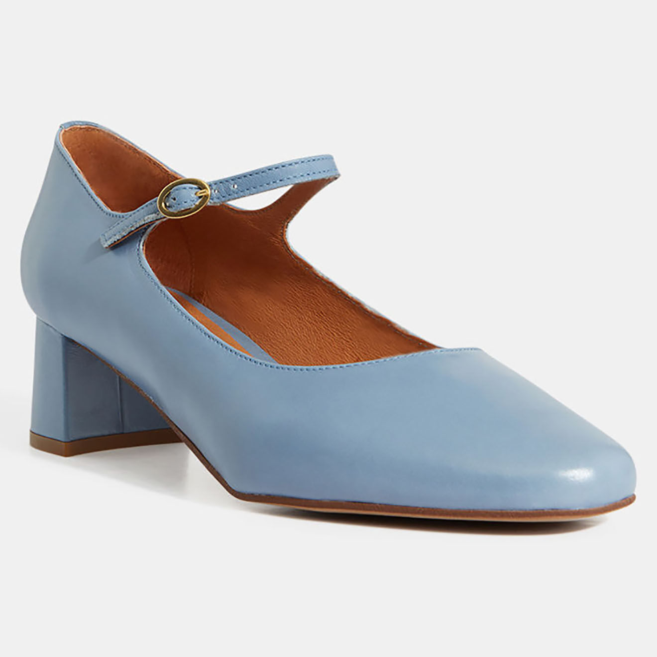 Galeries Lafayette Babies en Cuir bleu jean - Talon 4.5 cm