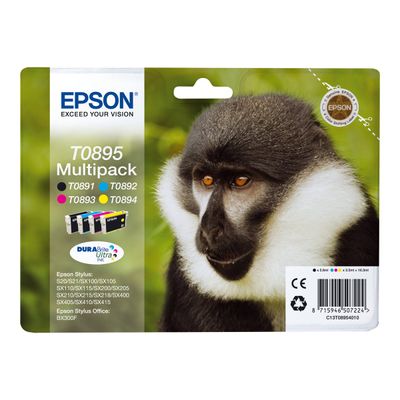 Epson T0895 Singe - Pack de 4 - noir, cyan, magenta, jaune - cartouche d'encre originale