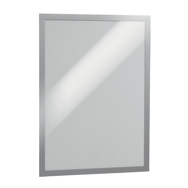 2 Cadres d'affichage adhésif Duraframe A3 gris métal